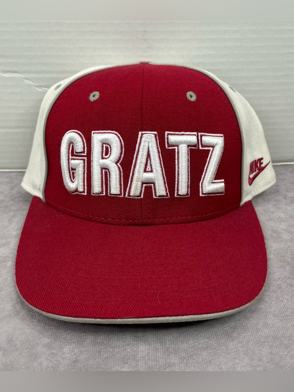 Vintage Rasheed Wallace Gratz Nike Fitted Hat Cap Mens Size 7 3/8 Red White #30